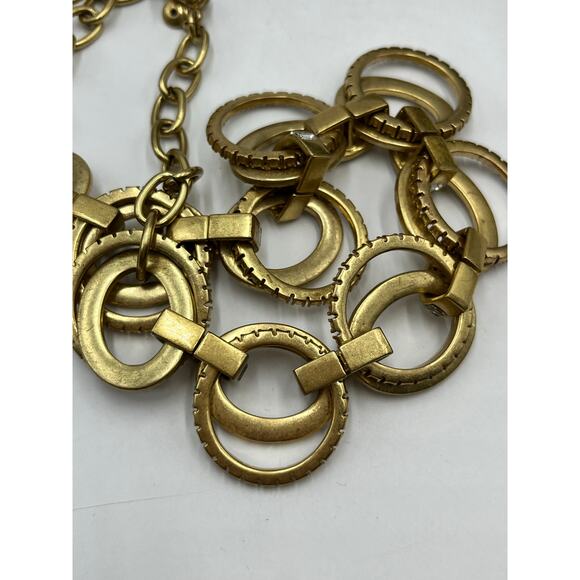 J. Crew Vintage Pave Interlocking Linked Double Link Baguette Crystal Necklace - Picture 6 of 11